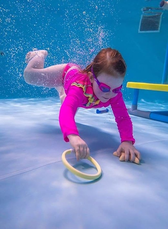 Fitfix® Soft Underwater Pool Diving Sinker Rings! Dive into Fun Multi Colors Age 5+ Pack of 4 Sinker Rings (6-inch) in Storage Bag - Ideal Gift Swimming Toys Diving, Pool Games, Accessories for Kids - Image 4